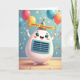 Cartão de Aniversário do Personagem Ovo Alegre