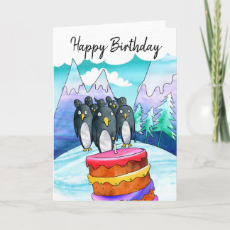 Cartão de Aniversário do Pinguim
