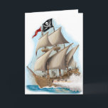 cartão de aniversário do pirata dos miúdos<br><div class="desc">Cartão do tema do navio de pirata para o aniversário ou a outra ocasião especial. Este cartão exato - fósforos nosso t-shirt do navio de pirata dos miúdos que está disponível em www.shirtsthatgo.com</div>