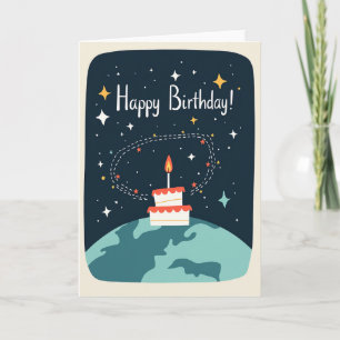 Cartão de Aniversário do Planeta Estrelado