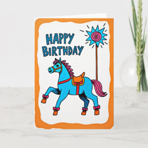 Cartão de Aniversário do Pônei Festivo