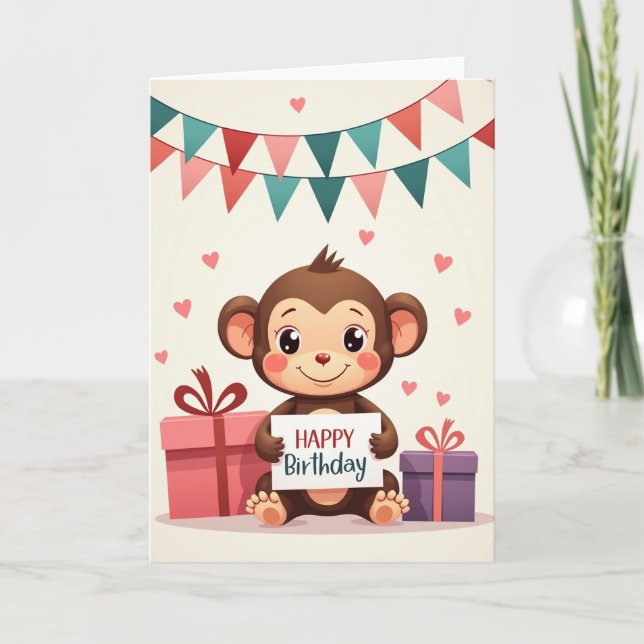 Cartão de Aniversário do Primata Sorridente (Frente)