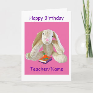 Cartão de aniversário do professor Coelho Bunny fi