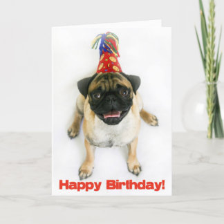 Cartão de aniversário do Pug