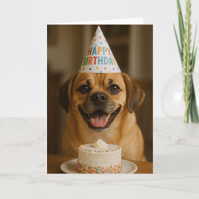 Cartão de Aniversário do Puggle (Frente)