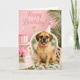 Cartão de Aniversário do Puggle Elegante