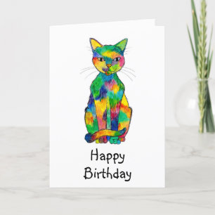 Cartão de Aniversário do Rainbow Cat