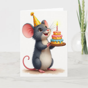 Cartão de Aniversário do Rato Festivo