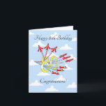 Cartão de Aniversário do Red Jet Planes 80 (Céu Az<br><div class="desc">Celebre aquele aniversário especial de 80 com um passeio de parabéns por nove aviões aeróbios a jato vermelho,  voando pelo céu azul com trilhas vermelhas,  brancas e azuis.

Uma obrigação para os fãs da aviação,  e para aqueles que gostam de celebrar em estilo!</div>