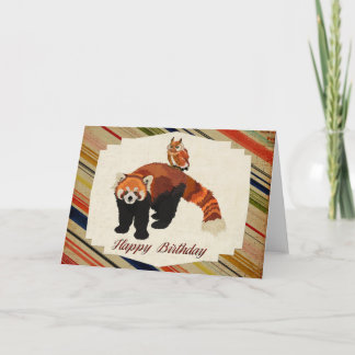 Cartão de Aniversário do Red Panda & Owl