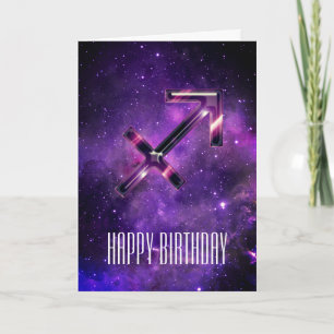 Cartão de Aniversário do Sagitário Espacial Roxo