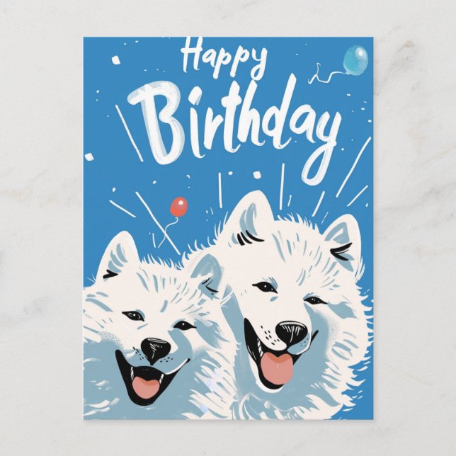 Cartão de Aniversário do Samoyed (Frente)