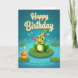 Cartão de Aniversário do Sapo Alegre
