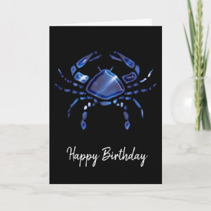 Cartão de Aniversário do Signo de Câncer Azul