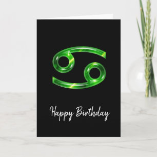 Cartão de Aniversário do Signo de Câncer Verde