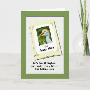 Cartão de aniversário do sobrinho com Egret de