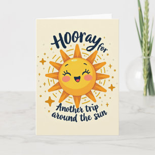 Cartão de Aniversário do Sol Dourado