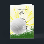 Cartão de Aniversário do Son Golfer<br><div class="desc">Dê ao seu filho amante de golfe um cartão de golfe com um tema de golfe explosivo! Uma bola de golfe com as palavras "Para um filho maravilhoso".</div>