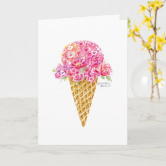 Cartão de Aniversário do Sorvete Cone Flowers