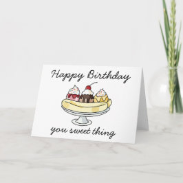 Cartão de Aniversário do sorvete Sundae Watercolor
