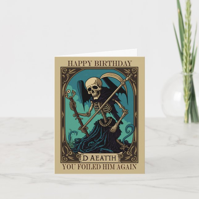 Cartão de Aniversário do Tarot da Morte (Frente)