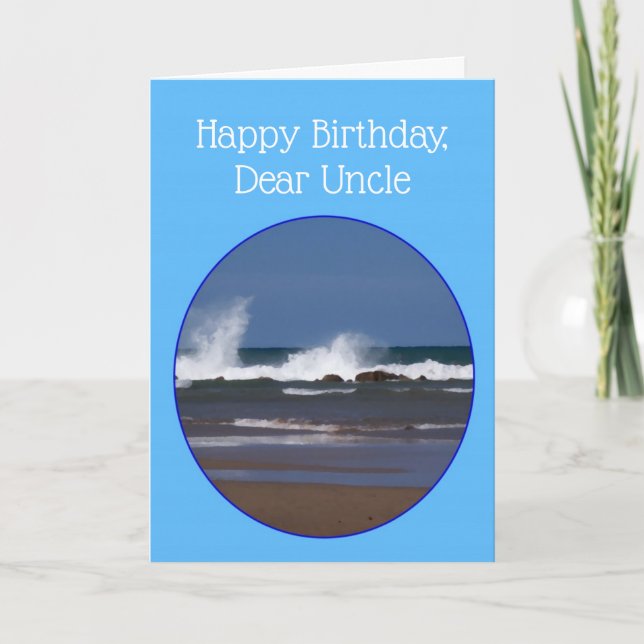 Cartão de Aniversário do Tio com Design Oceano (Frente)
