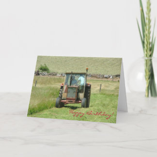 Cartão de aniversário do trator de vinheta