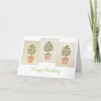 Cartão de aniversário do trio da árvore de fruta
