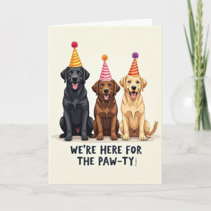 Cartão de Aniversário do Trio de Cães Festivos