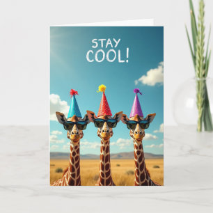 Cartão de Aniversário do Trio de Girafas Legal