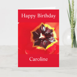 Cartão de Aniversário do Tulip Vermelho Escarlate