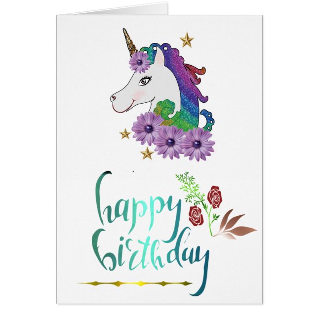 Cartão de Aniversário do Unicorn (Frente)