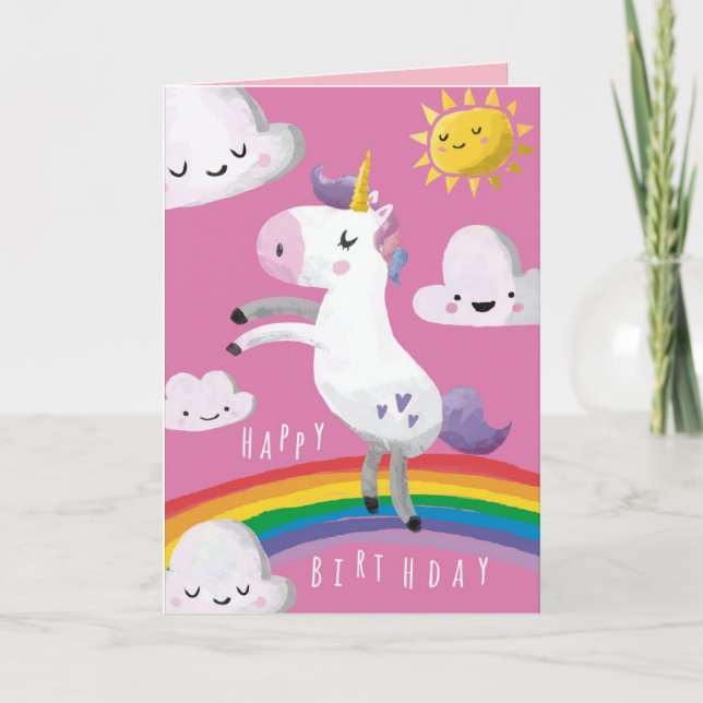 Cartão de Aniversário do Unicorn (Frente)
