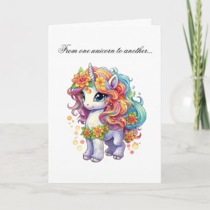 Cartão de aniversário do unicórnio fofo