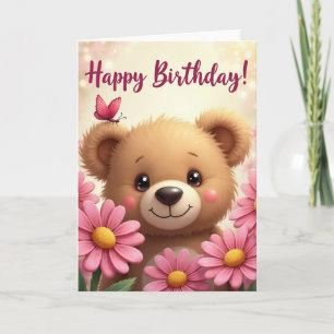 Cartão de Aniversário do Urso Borboleta