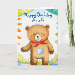 Cartão de Aniversário do Urso de Teddy Teddy, Com