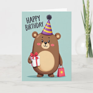 Cartão de Aniversário do Urso Doce