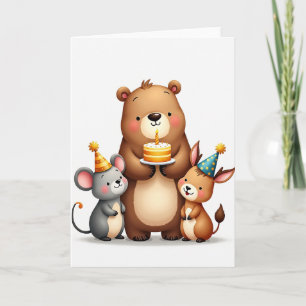 Cartão de Aniversário do Urso Encantador