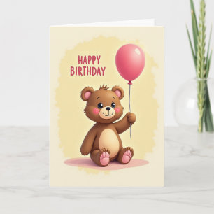 Cartão de Aniversário do Urso Fofo Balão