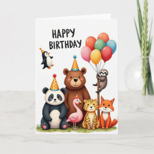 Cartão de Aniversário do Urso Panda Festivo
