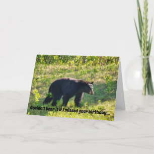 Cartão de Aniversário do Urso Preto a Caminhar