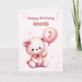 Cartão de Aniversário do Urso Rosa Personalizado