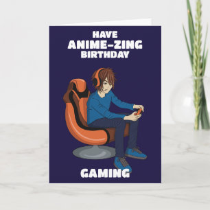 Cartão de aniversário do video games Anime Gamer B