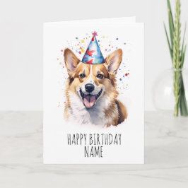 Cartão de Aniversário do Watercolor Corgi