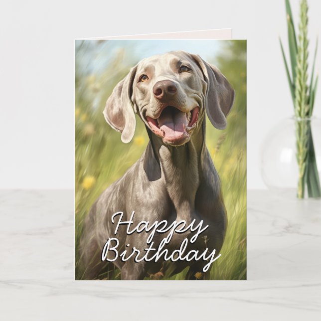 Cartão de Aniversário do Weimaraner Personalizado (Frente)