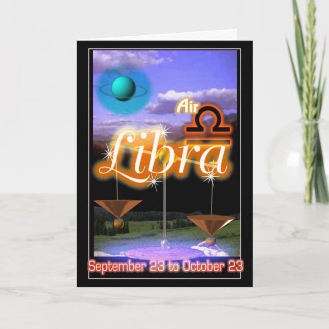 Cartão de aniversário do zodíaco do Libra (Frente)