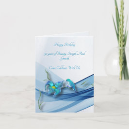 Cartão de aniversário dobrado com beija-flor e ond