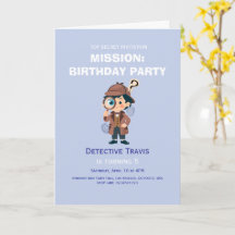 Cartão de Aniversário Dobrado Detetive Bonito Meni