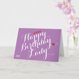Cartão de Aniversário Dobrado Ladybug (Roxo)