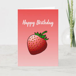 Cartão de Aniversário Dobrado Morango Vermelho